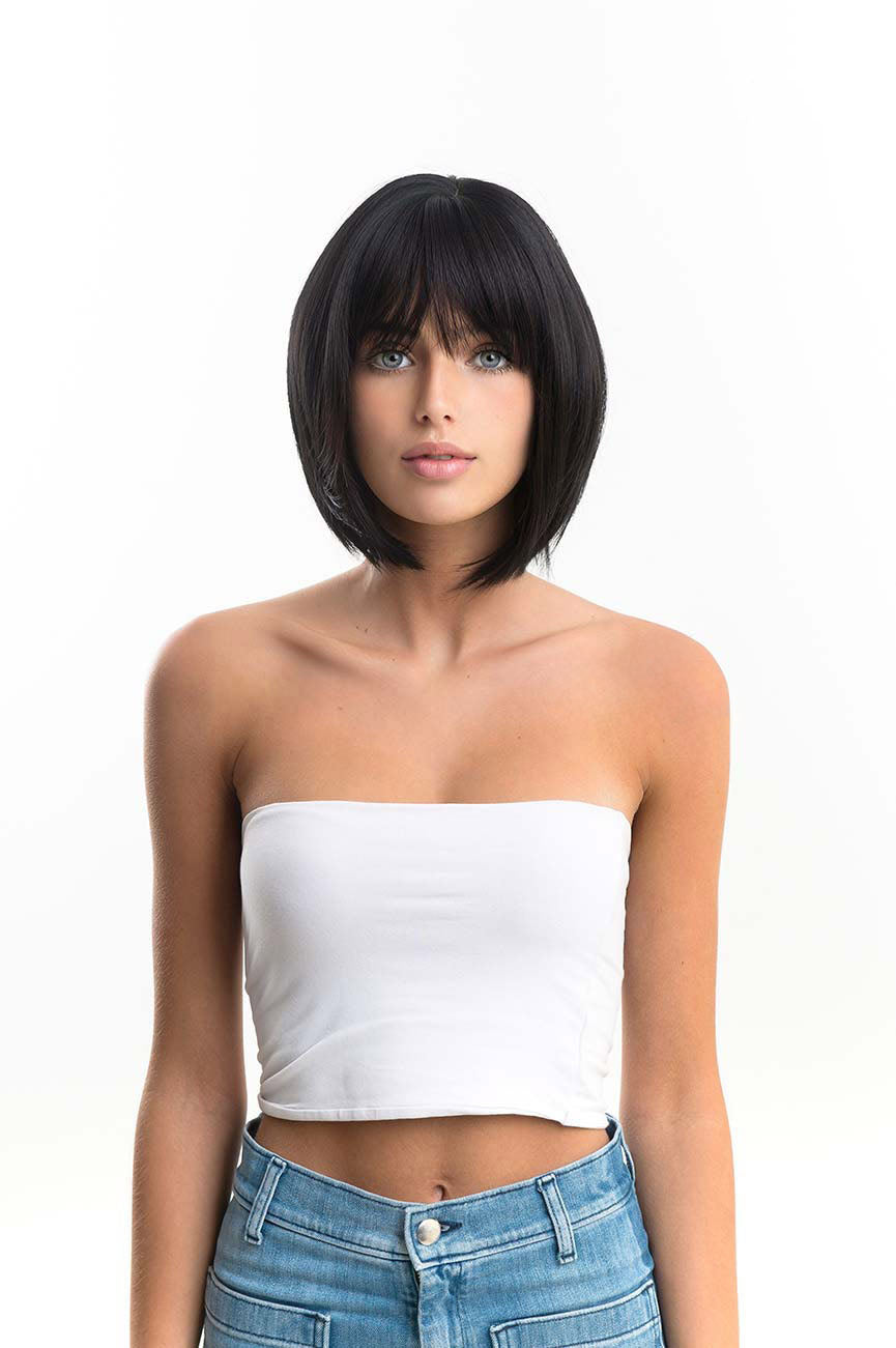 JBEXTENSION 10 Inches Short Bob Cut Black Wig CATIA