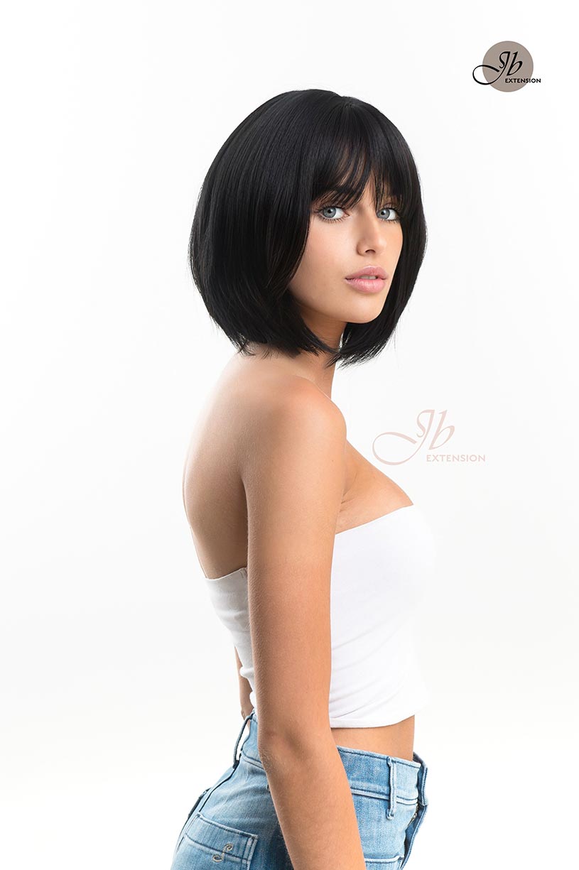 JBEXTENSION 10 Inches Short Bob Cut Black Wig CATIA