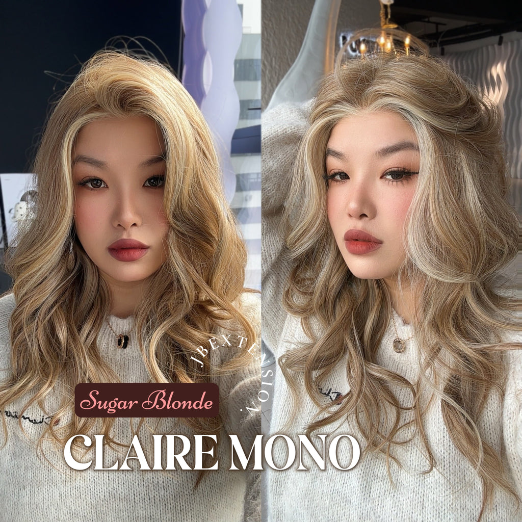 [PRE-ORDER] JBEXTENSION CLAIRE MONO RAW SUGAR BLONDE Partial Monofilament Wig 22 Inches Raw Sugar Blonde Partial Mono Lace Glueless Wig CLAIRE MONO RAW SUGAR BLONDE【BENDY EAR TABS】