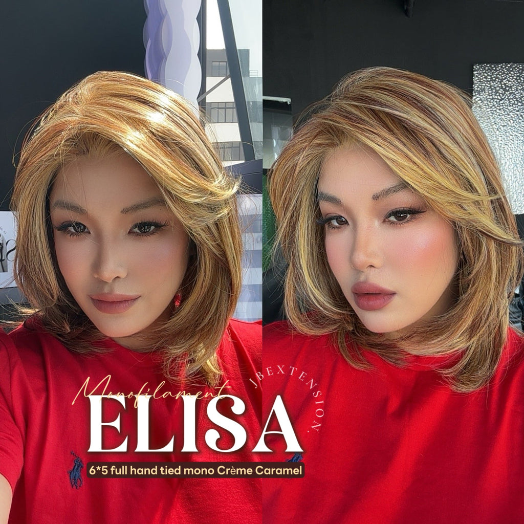 [PRE-ORDER] JBEXTENSION ELISA MONO Monofilament Handmade Wig 6X5 Full Monofilament Hand Tied Top Wig 16 Inches Crème Caramel Mono Lace Wig With Anti-slip Silicone Strips Glueless Wig ELISA MONO【BENDY EAR TABS】