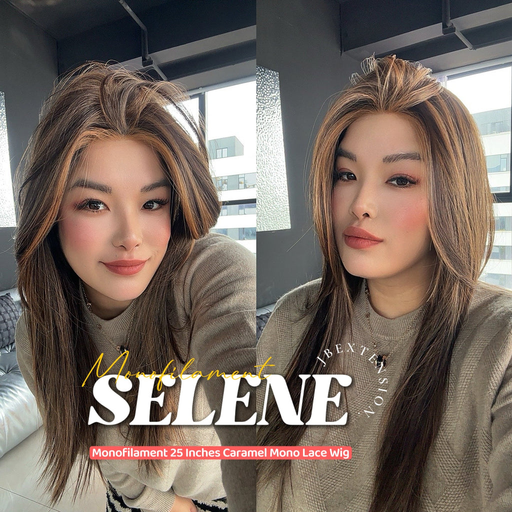 [PRE-ORDER] HOT OF SEASON -  SELENE MONO Monofilament Handmade Wig 6X5 Full Monofilament Hand Tied Top Wig 25 Inches Caramel Mono Lace Wig With Anti-slip Silicone Strips Glueless Wig SELENE MONO【BENDY EAR TABS】