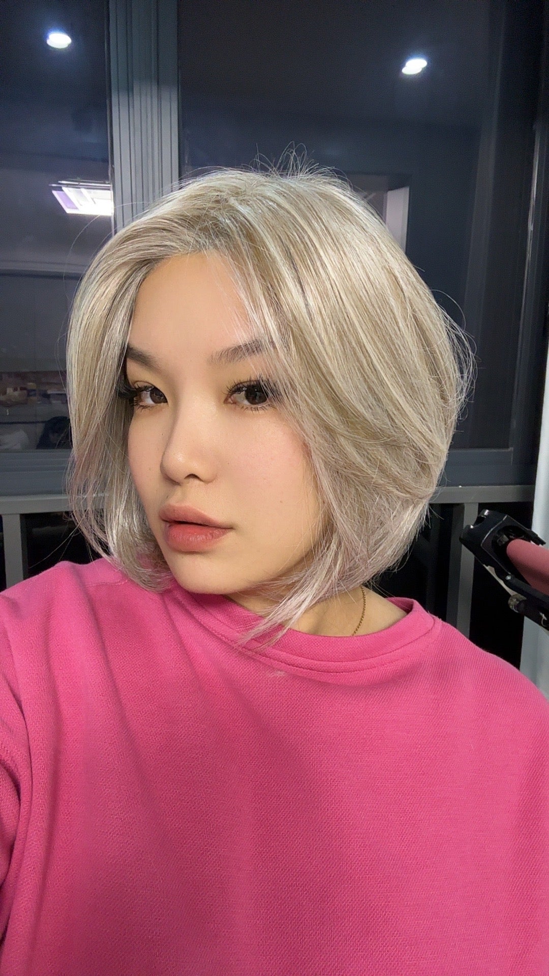JBEXTENSION 12 Inches Bob Cut Cream Blonde Pre-Cut Snowflake Lace Frontlace Glueless Wig KHLOE CREAM BLONDE【PERMATEASE】【BENDY EAR TABS】- S/M