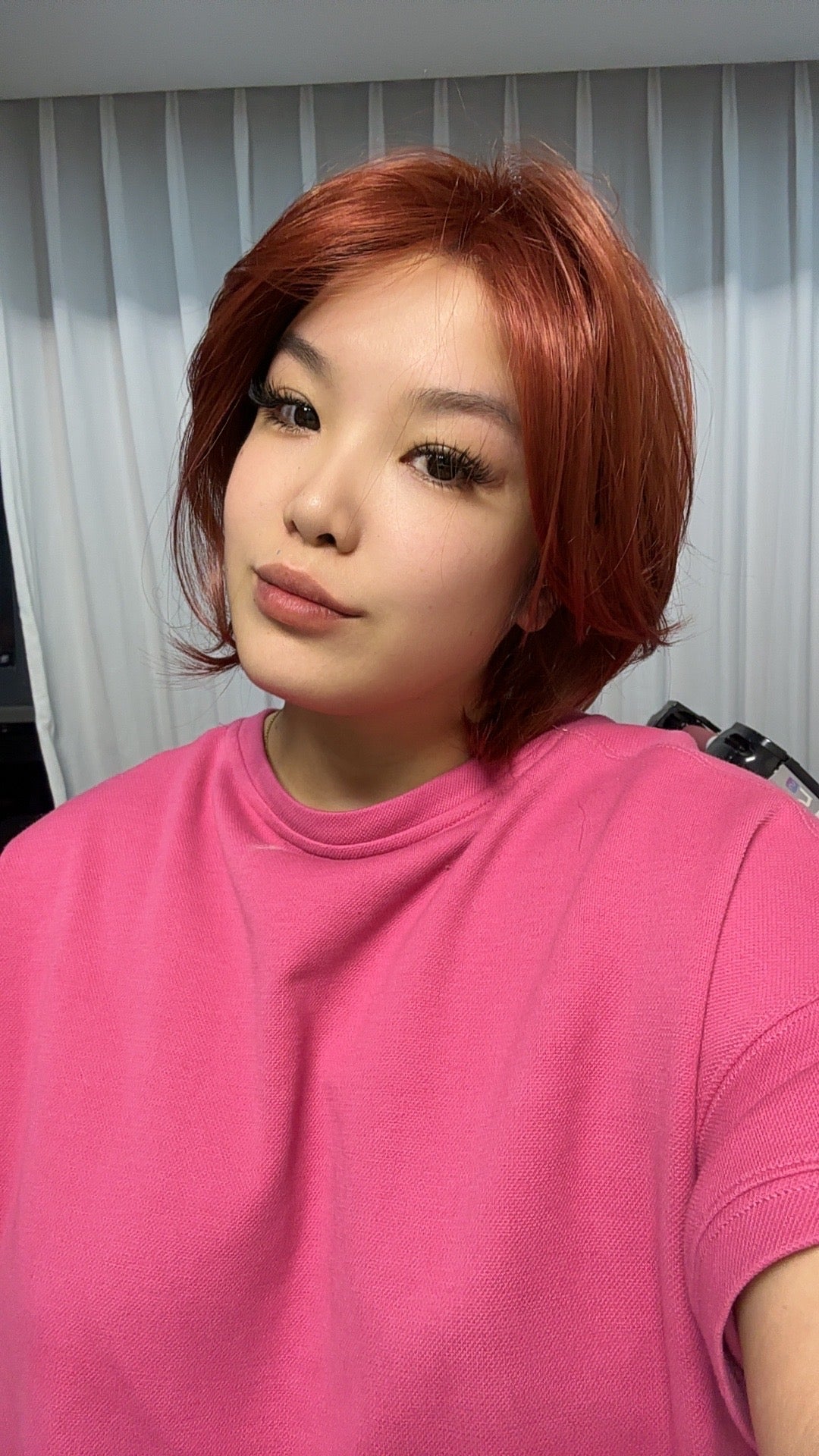 HOT OF SEASON - 12 Inches Bob Cut Copper Red Pre-Cut Snowflake Lace Frontlace Glueless Wig KHLOE COPPER RED【PERMATEASE】【BENDY EAR TABS】