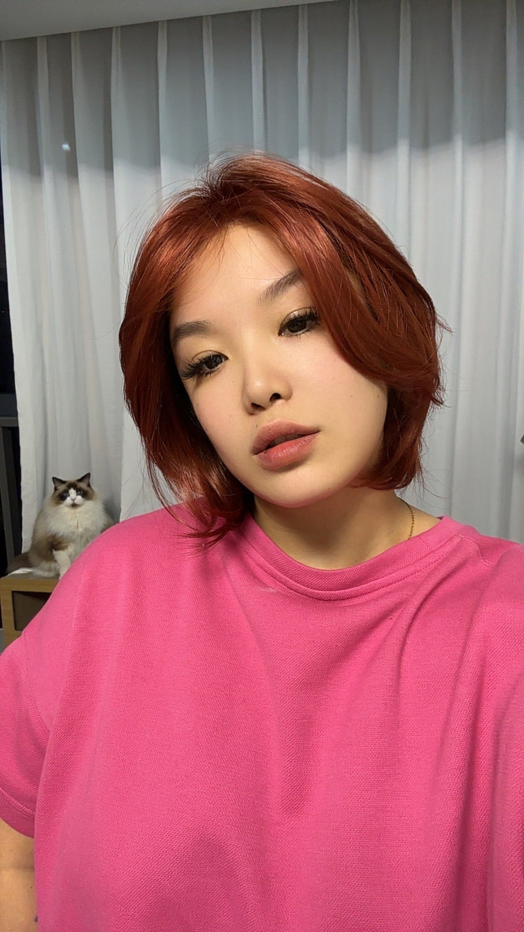 HOT OF SEASON - 12 Inches Bob Cut Copper Red Pre-Cut Snowflake Lace Frontlace Glueless Wig KHLOE COPPER RED【PERMATEASE】【BENDY EAR TABS】