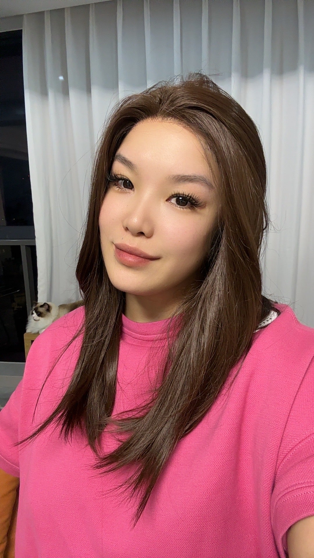 JBEXTENSION 18 Inches Brown Pre-Cut Snowflake Lace Frontlace Glueless Wig KHLOE LONG BROWN【PERMATEASE】【BENDY EAR TABS】