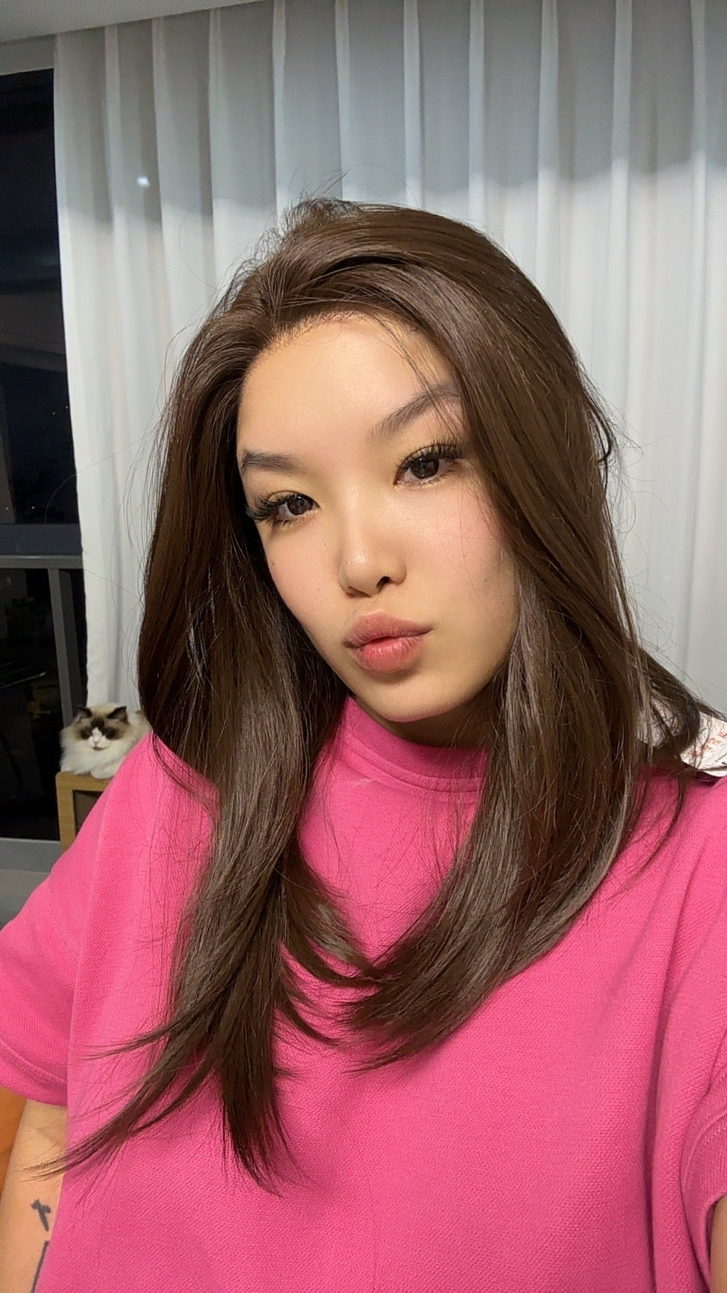 HOT OF SEASON - 18 Inches Brown Pre-Cut Snowflake Lace Frontlace Glueless Wig KHLOE LONG BROWN【PERMATEASE】【BENDY EAR TABS】