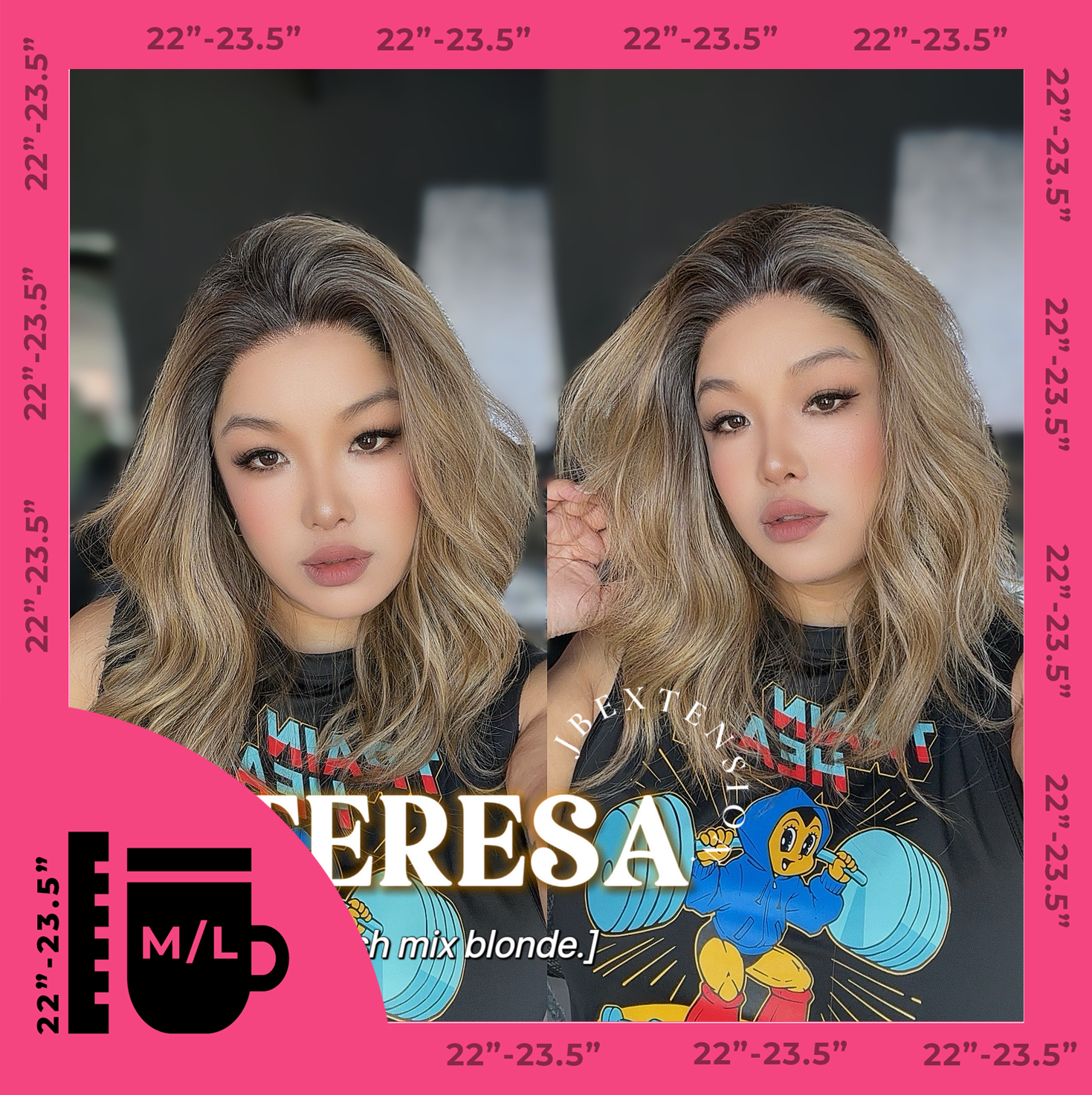 JBEXTENSION 18 Inches Shatush Mix Blonde Pre-Cut Snowflake Lace Frontlace Glueless Wig TERESA SHATUSH MIX BLONDE【PERMATEASE】【BENDY EAR TABS】- M/L