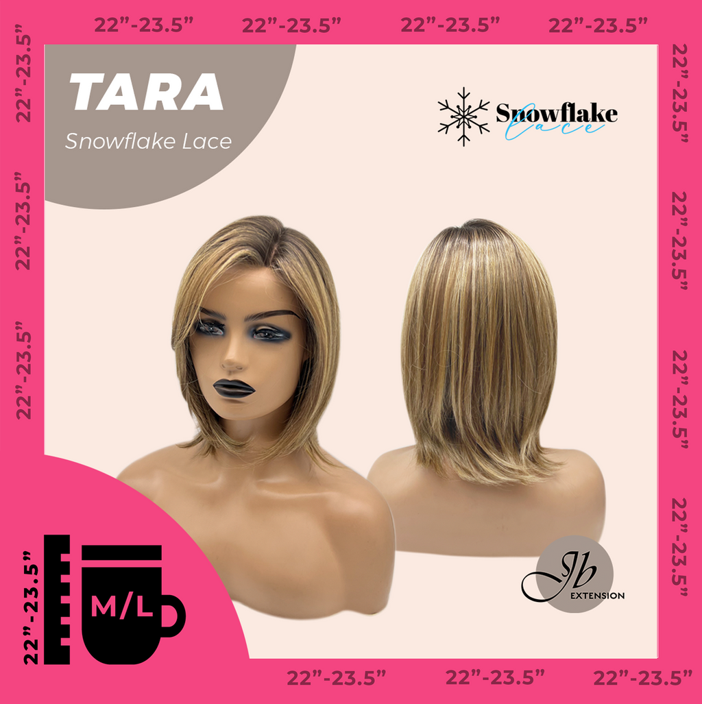 JBEXTENSION 12 Inches Shatush Mix Blonde Pre-Cut Side Part Snowflake Lace Frontlace Glueless Wig TARA SNOWFLAKE【BENDY EAR TABS】- M/L