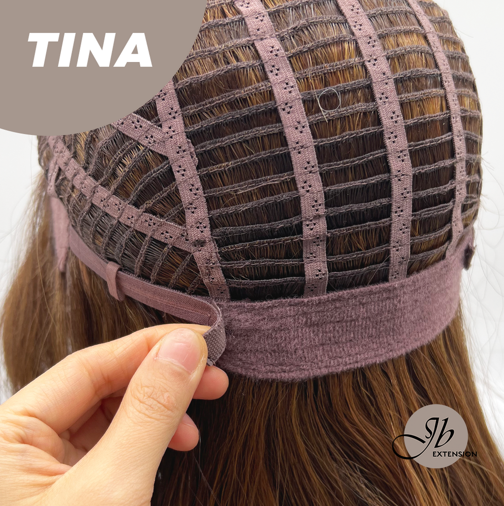 JBEXTENSION 18 Inches Brown Mocha Curly Women Fashion Full Machine Wig TINA【PLUS PERMATEASE】【BENDY EAR TABS】