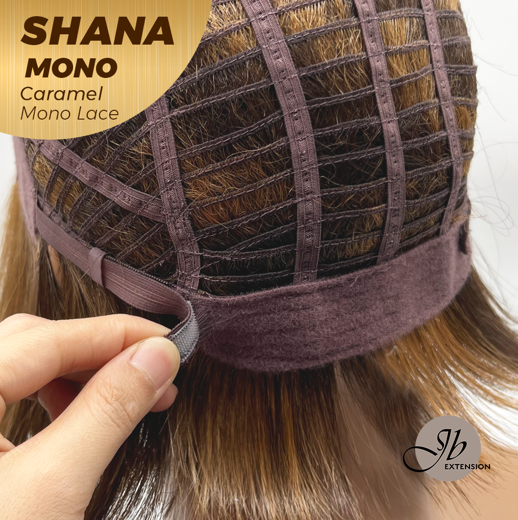 JBEXTENSION SHANA MONO Monofilament Handmade Wig 6X5 Full Monofilament Hand Tied Top Wig 10 Inches Caramel Mono Lace Handmade Futura Fiber Wig With Anti-slip Silicone Strips Glueless Wig SHANA MONO CARAMEL【BENDY EAR TABS】