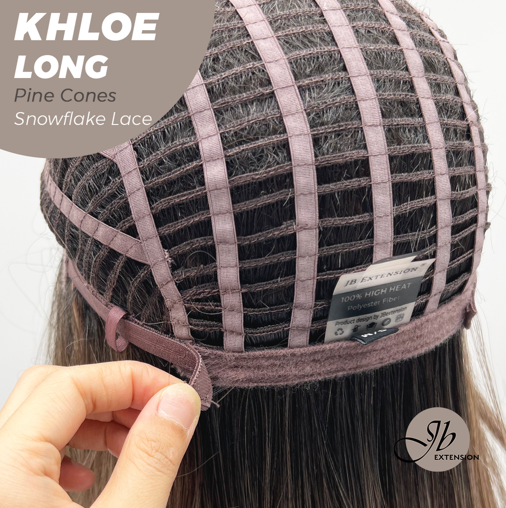 JBEXTENSION 18 Inches Pine Cones Pre-Cut Snowflake Lace Frontlace Glueless Wig KHLOE LONG PINE CONES【PERMATEASE】【BENDY EAR TABS】