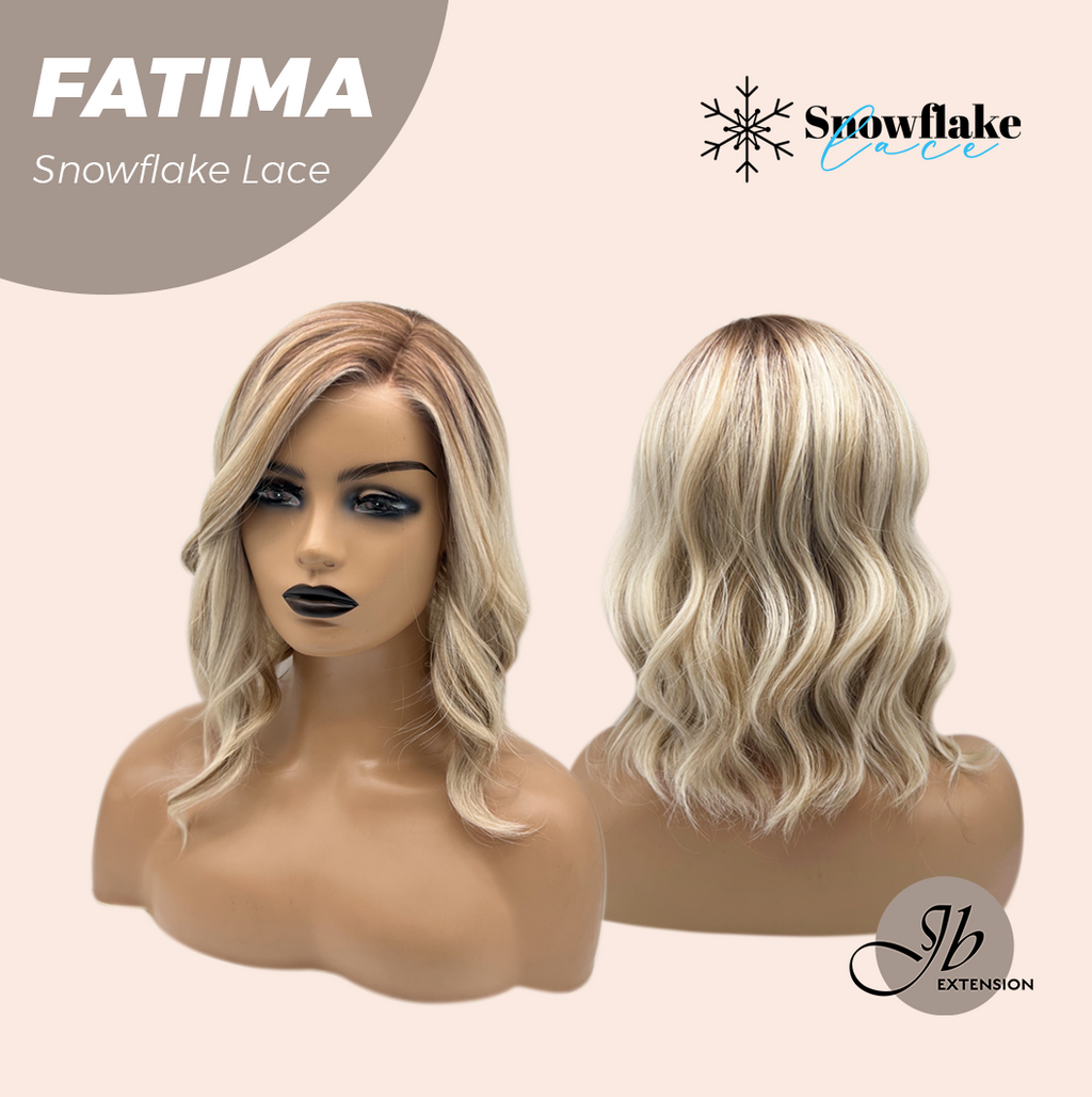 [PRE-ORDER] JBEXTENSION 12 Inches Blonde Curly Pre-Cut Side Part Snowflake Lace Frontlace Glueless Wig FATIMA SNOWFLAKE【BENDY EAR TABS】- M/L