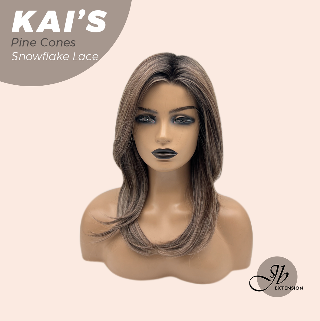 JBEXTENSION 18 Inches Pine Cones Pre-Cut Snowflake Lace Frontlace Glueless Wig KAI'S PINE CONES【PERMATEASE】【BENDY EAR TABS】