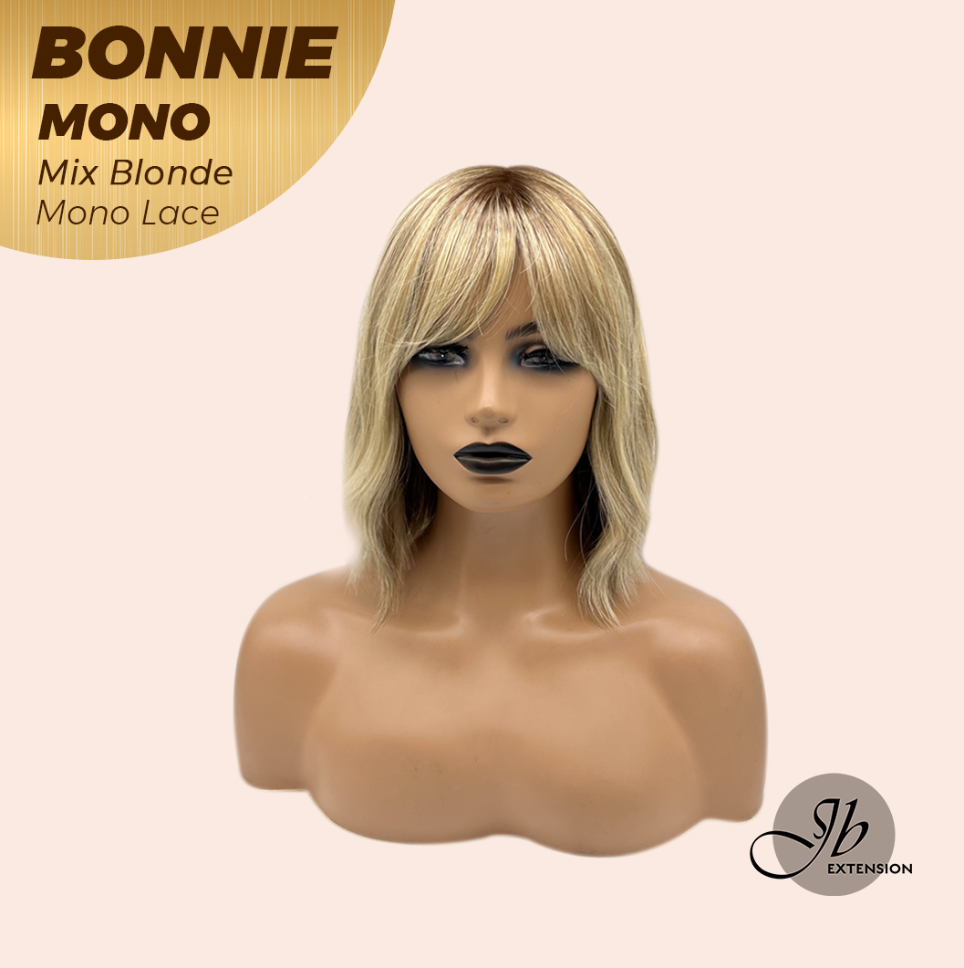 [PRE-ORDER] JBEXTENSION BONNIE MONO MIX BLONDE Full Monofilament Handmade Full Lace Full Hand Tied Wig 12 Inches Mix Blonde With Dark Root Mono Lace Handmade Futura Fiber Glueless Wig BONNIE MONO MIX BLONDE【BENDY EAR TABS】