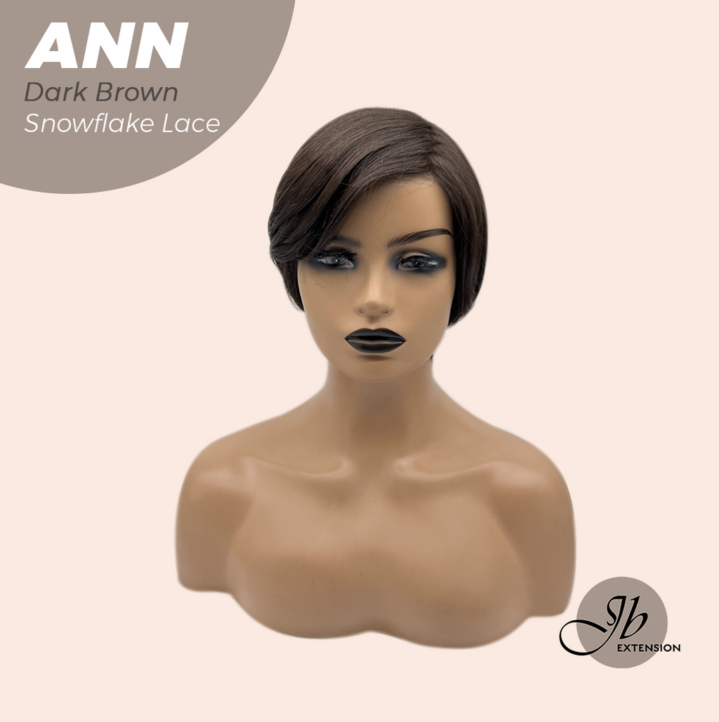JBEXTENSION 10 Inches Dark Brown Pre-Cut Side Part Snowflake Lace Frontlace Glueless Wig ANN DARK BROWN【BENDY EAR TABS】