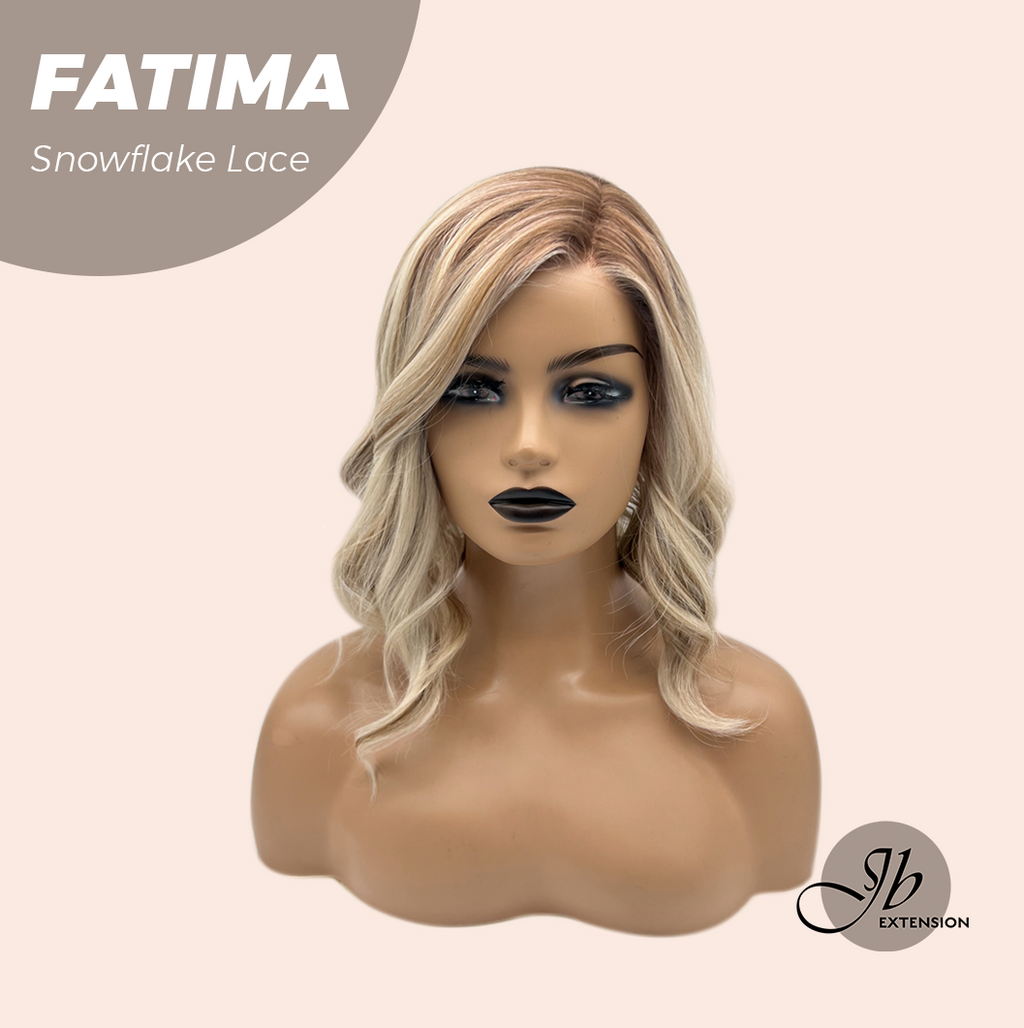 [PRE-ORDER] JBEXTENSION 12 Inches Blonde Curly Pre-Cut Side Part Snowflake Lace Frontlace Glueless Wig FATIMA SNOWFLAKE【BENDY EAR TABS】- M/L