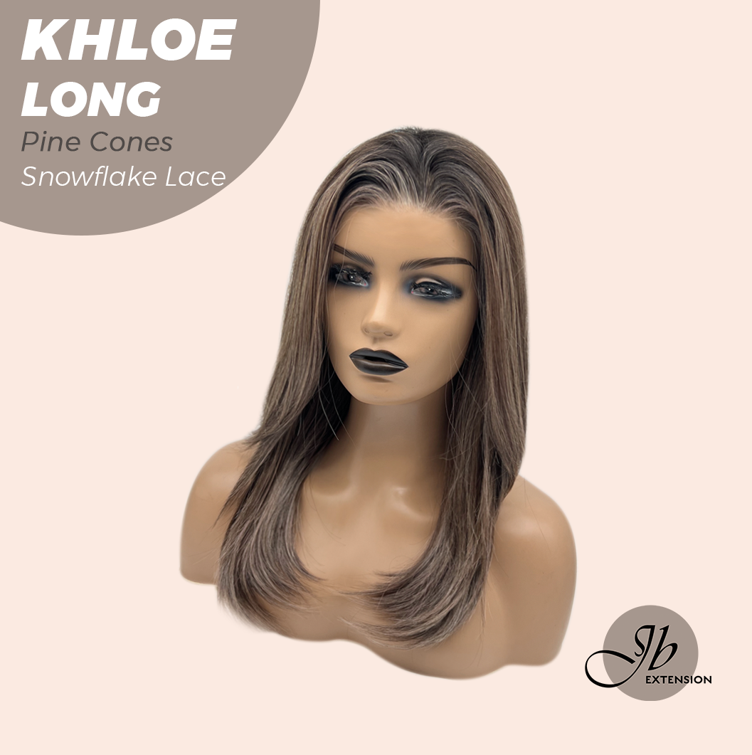 JBEXTENSION 18 Inches Pine Cones Pre-Cut Snowflake Lace Frontlace Glueless Wig KHLOE LONG PINE CONES【PERMATEASE】【BENDY EAR TABS】