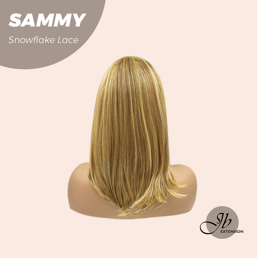 JBEXTENSION 15 Inches Honey Blonde Pre-Cut Snowflake Lace Frontlace Glueless Wig SAMMY【PERMATEASE】【BENDY EAR TABS】
