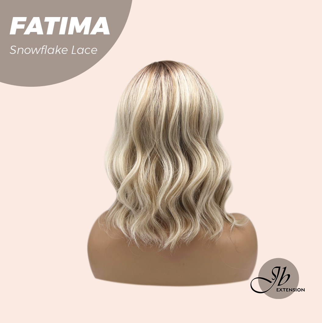 [PRE-ORDER] JBEXTENSION 12 Inches Blonde Curly Pre-Cut Side Part Snowflake Lace Frontlace Glueless Wig FATIMA SNOWFLAKE【BENDY EAR TABS】- M/L