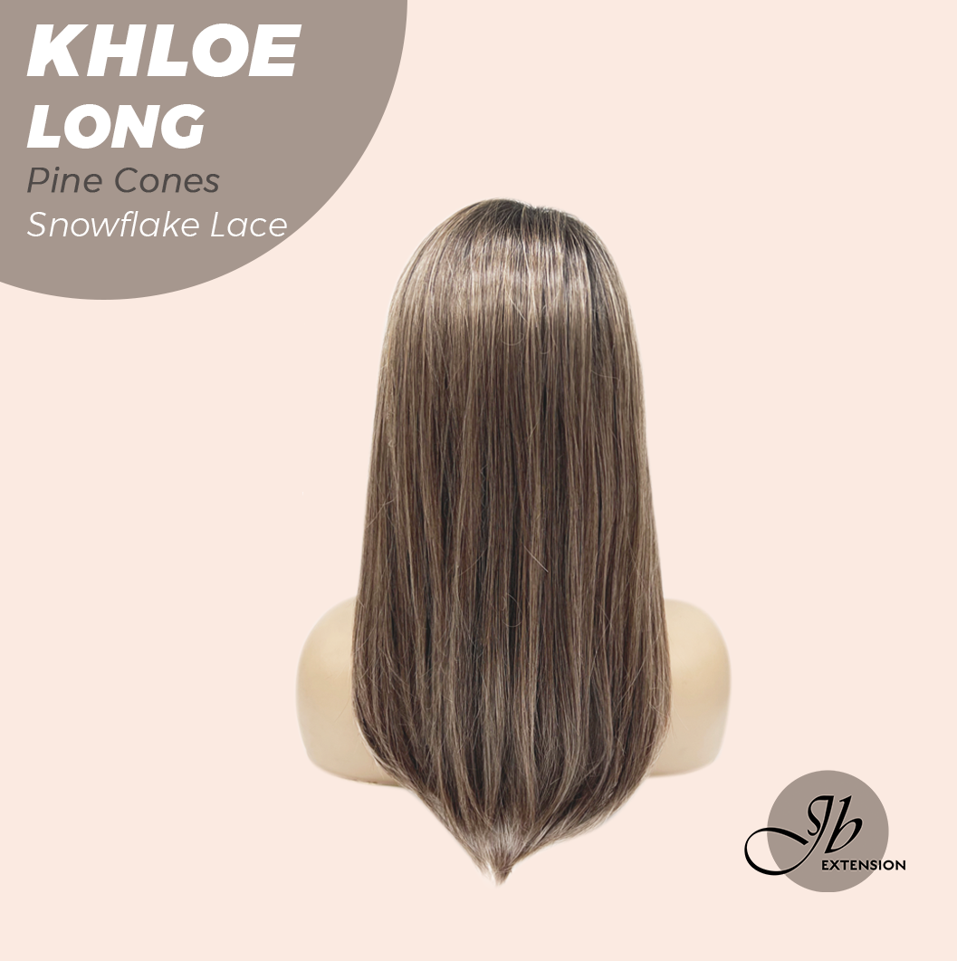 JBEXTENSION 18 Inches Pine Cones Pre-Cut Snowflake Lace Frontlace Glueless Wig KHLOE LONG PINE CONES【PERMATEASE】【BENDY EAR TABS】