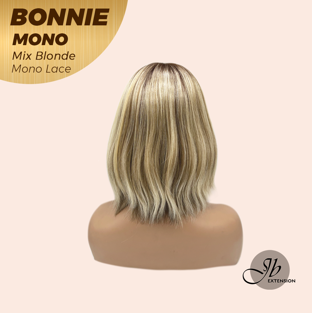 [PRE-ORDER] JBEXTENSION BONNIE MONO MIX BLONDE Full Monofilament Handmade Full Lace Full Hand Tied Wig 12 Inches Mix Blonde With Dark Root Mono Lace Handmade Futura Fiber Glueless Wig BONNIE MONO MIX BLONDE【BENDY EAR TABS】