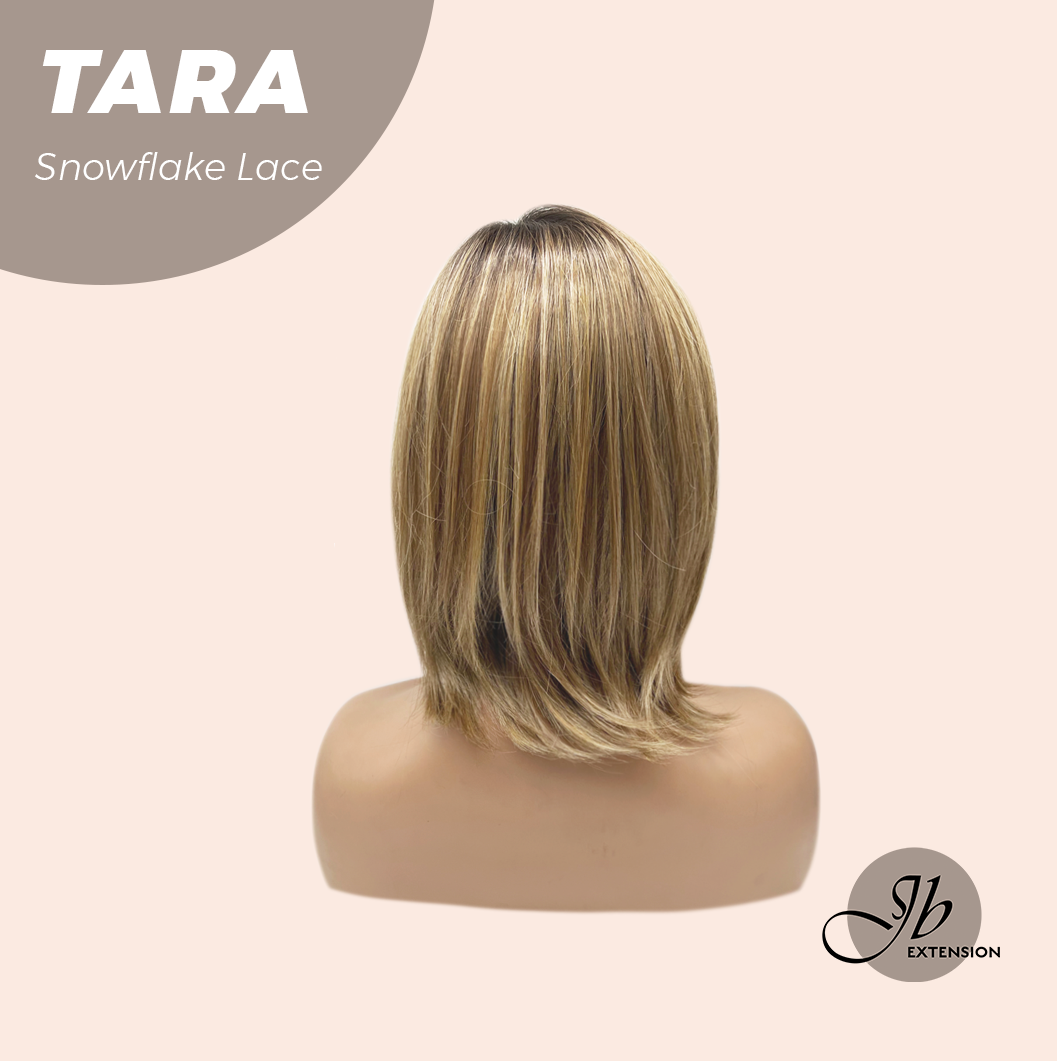JBEXTENSION 12 Inches Shatush Mix Blonde Pre-Cut Side Part Snowflake Lace Frontlace Glueless Wig TARA SNOWFLAKE【BENDY EAR TABS】- M/L