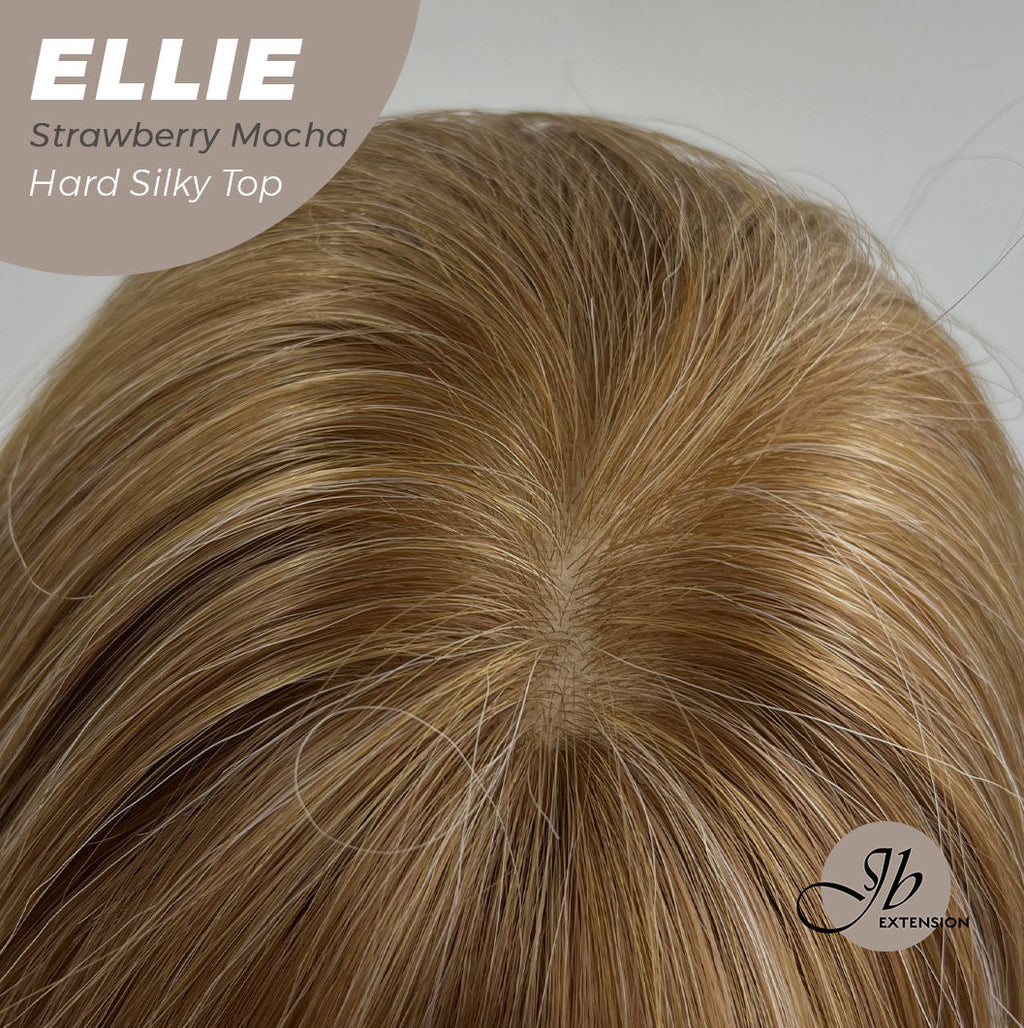 JBEXTENSION 26 Inches Scalpiana Strawberry Mocha Wolf Cut 3.5X4 Hard Silky Top Natural Scalp Effect Wig With Bangs ELLIE STRAWBERRY MOCHA Silk Top