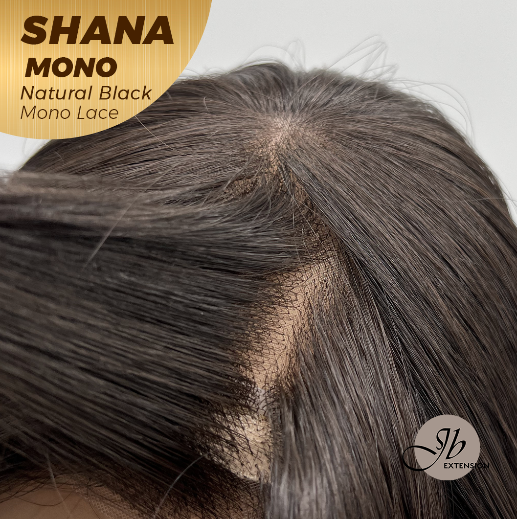 JBEXTENSION SHANA MONO Monofilament Handmade Wig 6X5 Full Monofilament Hand Tied Top Wig 10 Inches Natural Black Mono Lace Handmade Futura Fiber Wig With Anti-slip Silicone Strips Glueless Wig SHANA MONO NATURAL BLACK【BENDY EAR TABS】