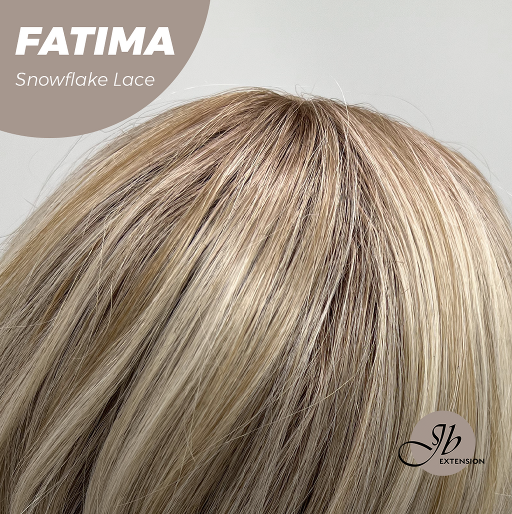 [PRE-ORDER] JBEXTENSION 12 Inches Blonde Curly Pre-Cut Side Part Snowflake Lace Frontlace Glueless Wig FATIMA SNOWFLAKE【BENDY EAR TABS】- M/L