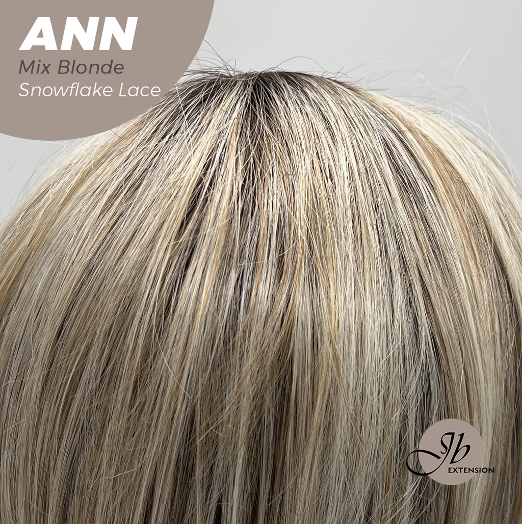 JBEXTENSION 10 Inches Mix Blonde Pre-Cut Side Part Snowflake Lace Frontlace Glueless Wig ANN MIX BLONDE【BENDY EAR TABS】
