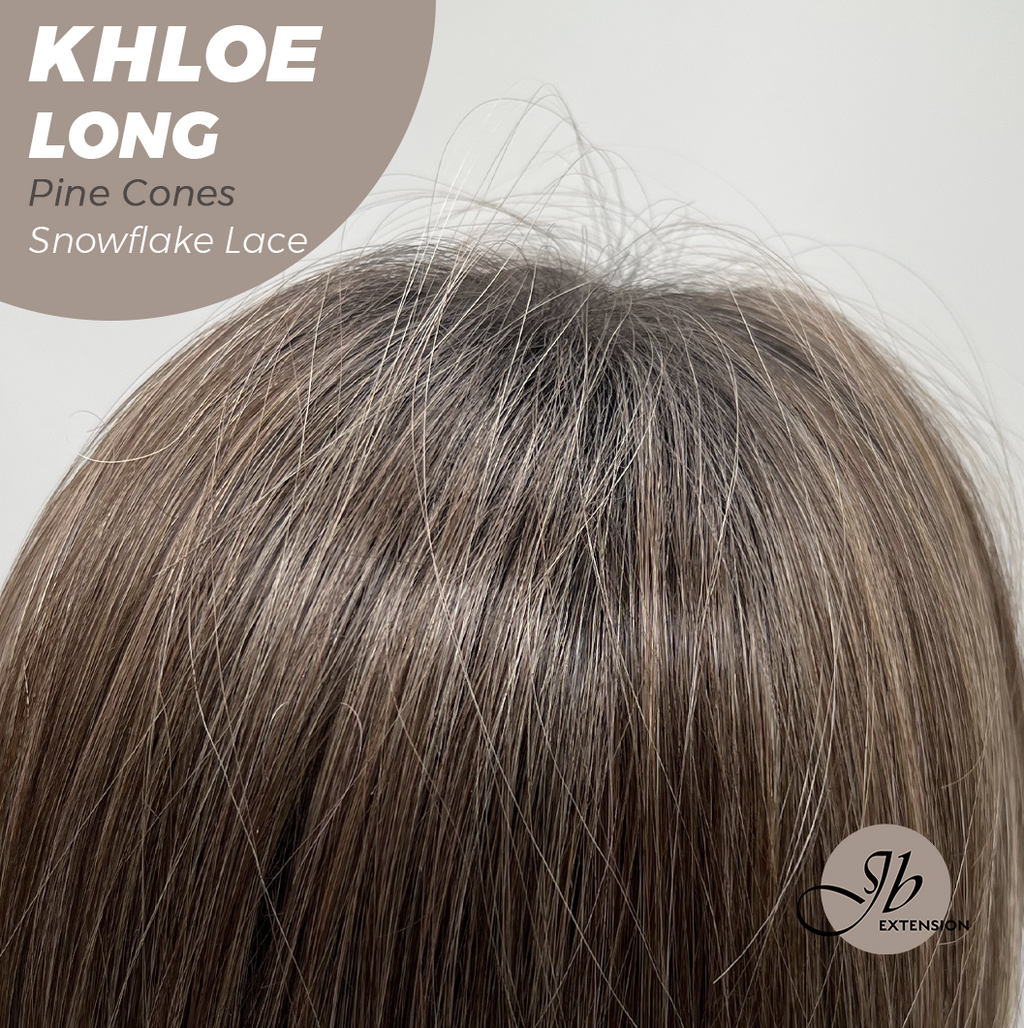 JBEXTENSION 18 Inches Pine Cones Pre-Cut Snowflake Lace Frontlace Glueless Wig KHLOE LONG PINE CONES【PERMATEASE】【BENDY EAR TABS】