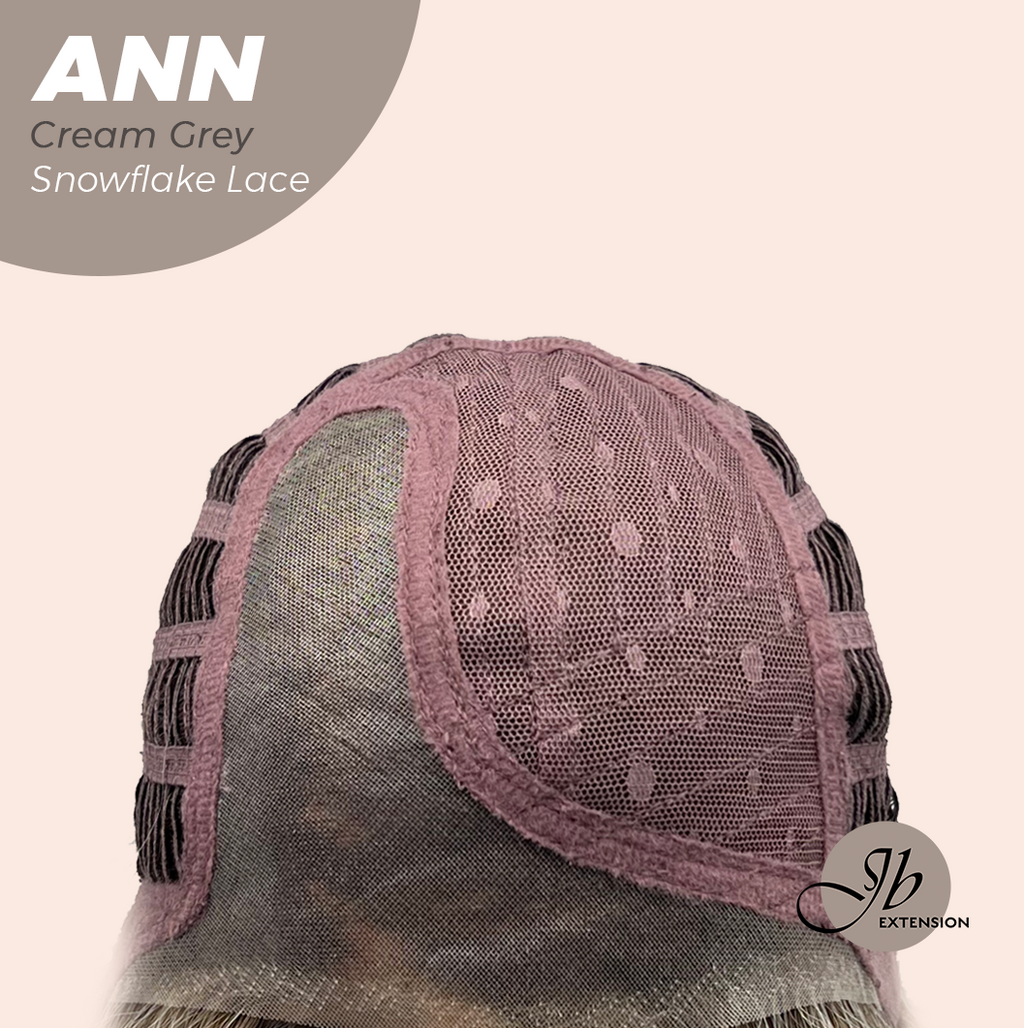 JBEXTENSION 10 Inches Cream Grey Pre-Cut Side Part Snowflake Lace Frontlace Glueless Wig ANN CREAM GREY【BENDY EAR TABS】