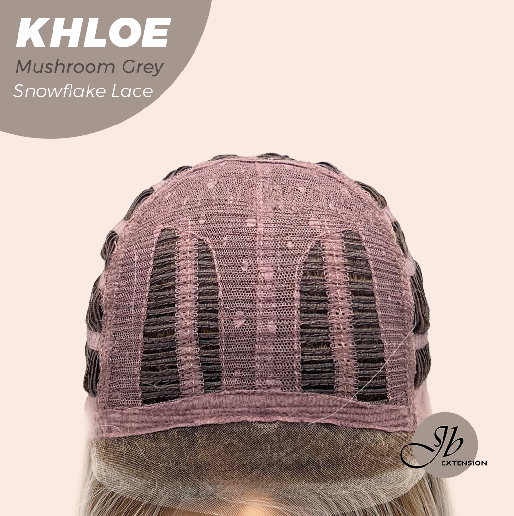 JBEXTENSION 12 Inches Bob Cut Mushroom Grey Pre-Cut Snowflake Lace Frontlace Glueless Wig KHLOE MUSHROOM GREY【PERMATEASE】【BENDY EAR TABS】