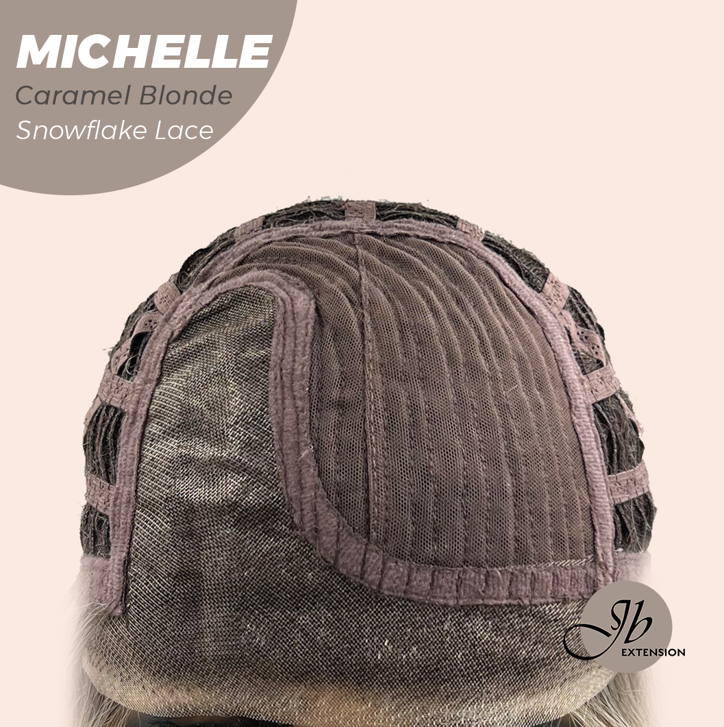 JBEXTENSION 10 Inches Caramel Blonde Pre-Cut Side Part Snowflake Lace Frontlace Glueless Wig MICHELLE CARAMEL BLONDE【BENDY EAR TABS】- M/L