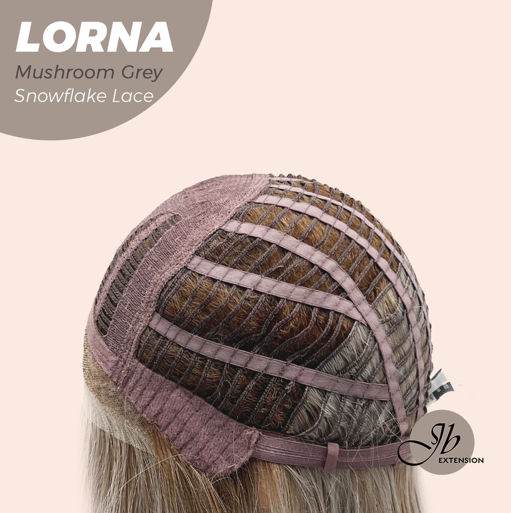 JBEXTENSION 18 Inches Mushroom Grey Curly Pre-Cut Snowflake Lace Frontlace Glueless Wig LORNA MUSHROOM GREY【PERMATEASE】【BENDY EAR TABS】