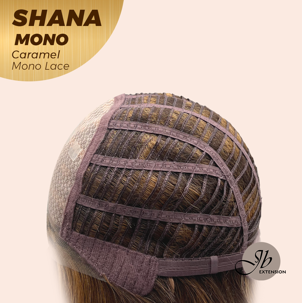 JBEXTENSION SHANA MONO Monofilament Handmade Wig 6X5 Full Monofilament Hand Tied Top Wig 10 Inches Caramel Mono Lace Handmade Futura Fiber Wig With Anti-slip Silicone Strips Glueless Wig SHANA MONO CARAMEL【BENDY EAR TABS】