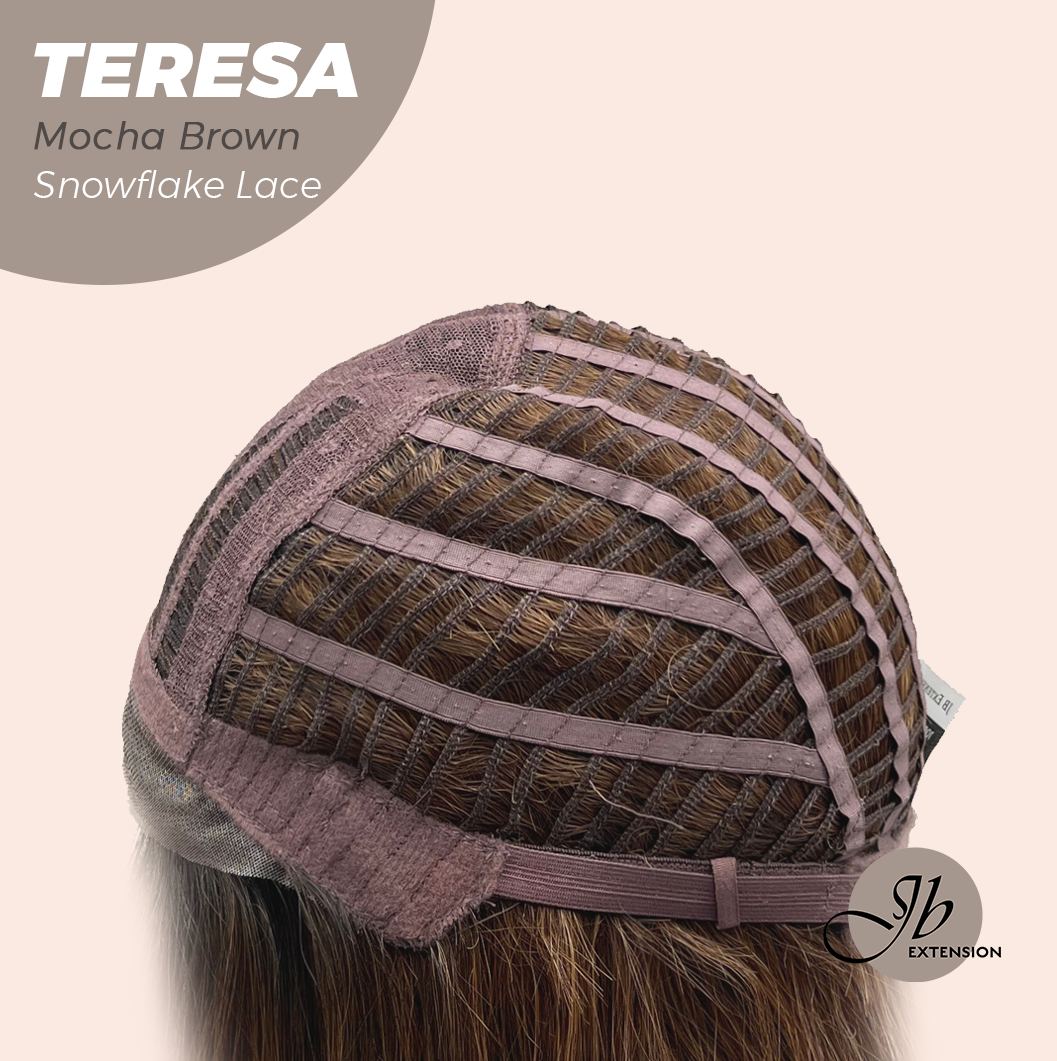 JBEXTENSION 18 Inches Mocha Brown Pre-Cut Snowflake Lace Frontlace Glueless Wig TERESA MOCHA BROWN【PERMATEASE】【BENDY EAR TABS】- M/L