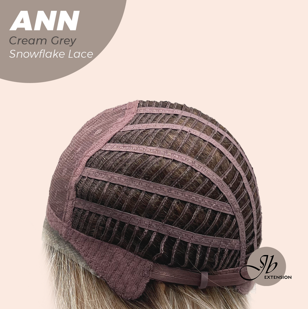 JBEXTENSION 10 Inches Cream Grey Pre-Cut Side Part Snowflake Lace Frontlace Glueless Wig ANN CREAM GREY【BENDY EAR TABS】