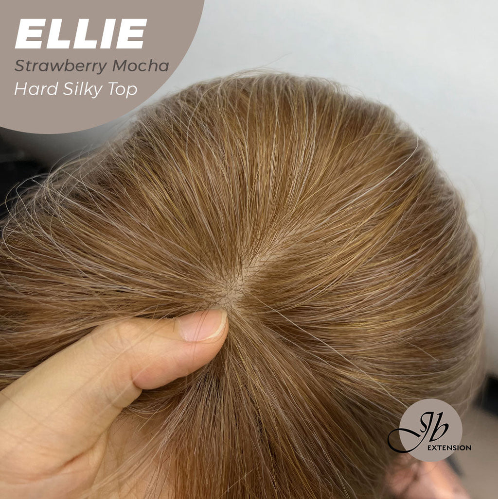 JBEXTENSION 26 Inches Scalpiana Strawberry Mocha Wolf Cut 3.5X4 Hard Silky Top Natural Scalp Effect Wig With Bangs ELLIE STRAWBERRY MOCHA Silk Top