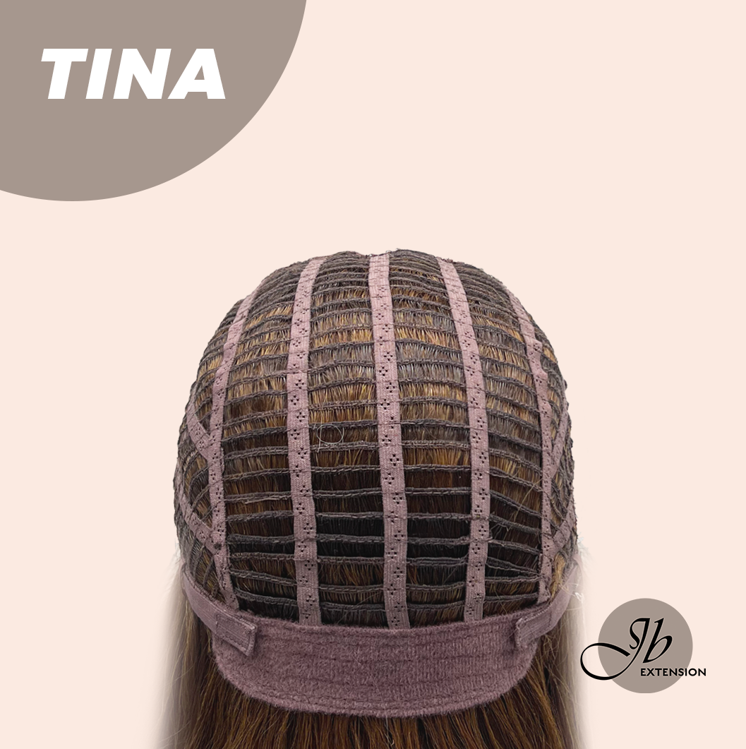 JBEXTENSION 18 Inches Brown Mocha Curly Women Fashion Full Machine Wig TINA【PLUS PERMATEASE】【BENDY EAR TABS】