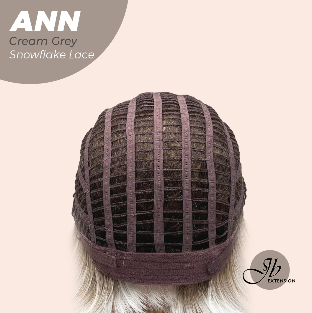 JBEXTENSION 10 Inches Cream Grey Pre-Cut Side Part Snowflake Lace Frontlace Glueless Wig ANN CREAM GREY【BENDY EAR TABS】