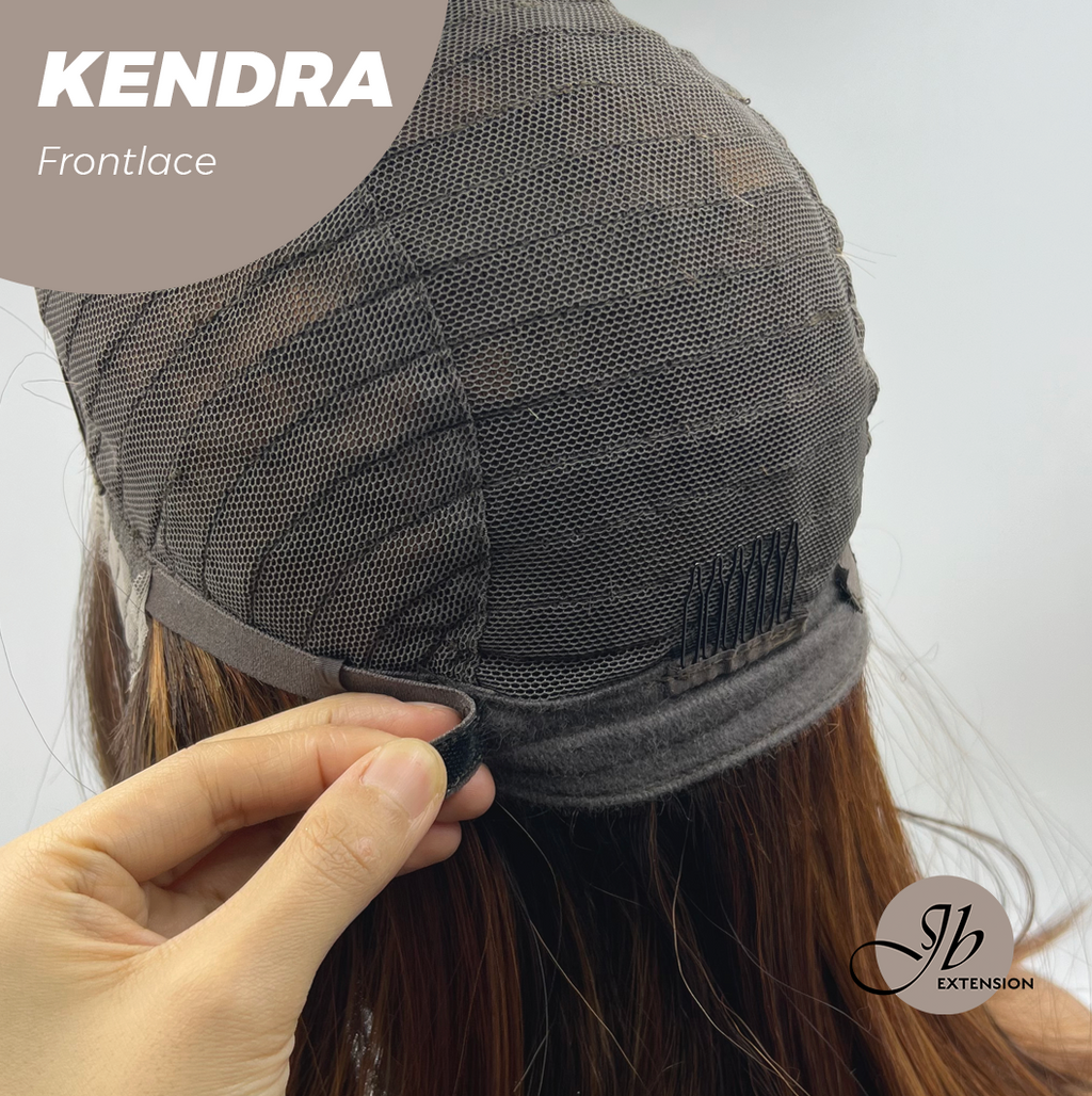 JBEXTENSION 16 Inches Auburn Highlight Pre-Cut Frontlace Glueless Wig KENDRA