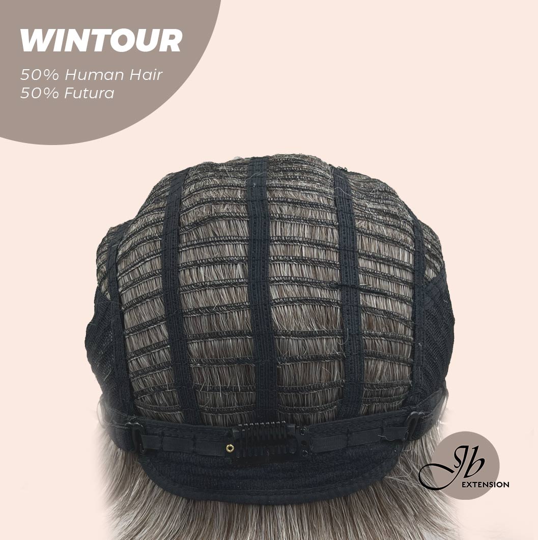 Olivia's Pick-Pixie Cut Silver Half Real Human Hair Half Futura Fiber Fashion Women Wig WINTOUR