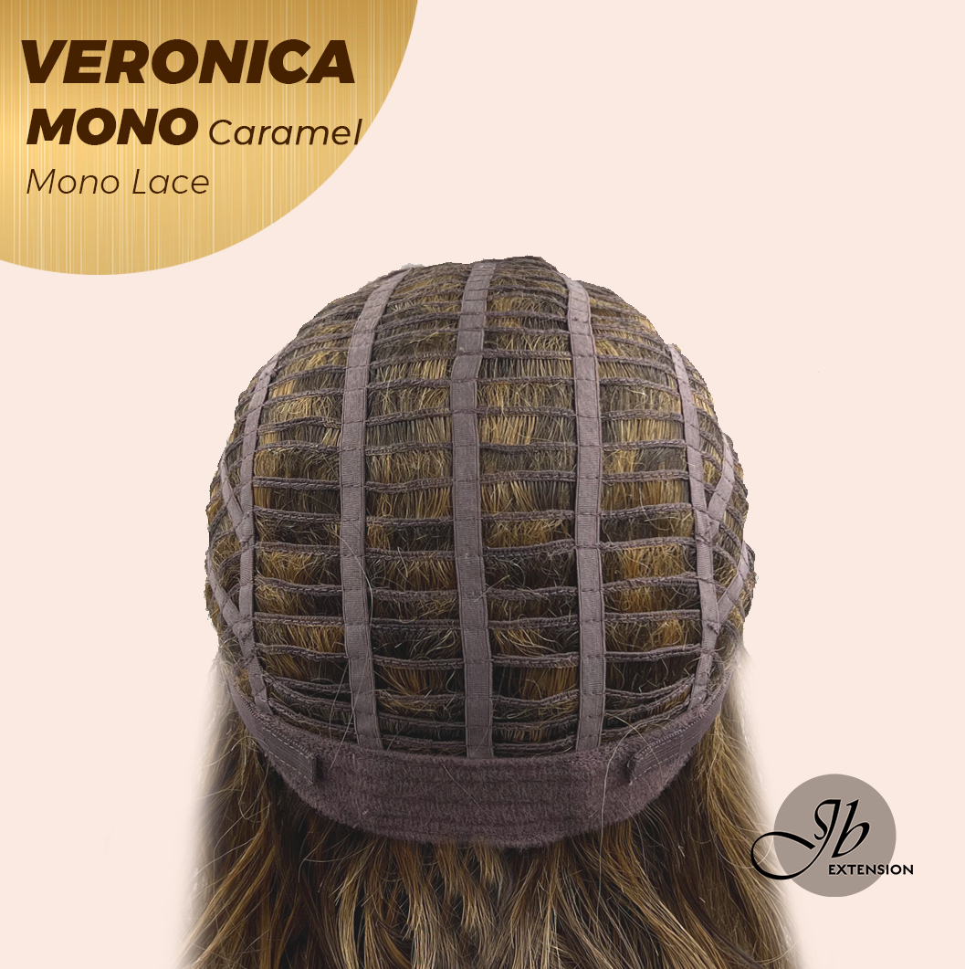 HOT OF SEASON - 12 Inches Caramel Wave Monofilament Handmade Wig 6X5 Full Monofilament Hand Tied Top Wig Mono Lace Wig With Anti-slip Silicone Strips Glueless Wig VERONICA MONO CARAMEL【BENDY EAR TABS】
