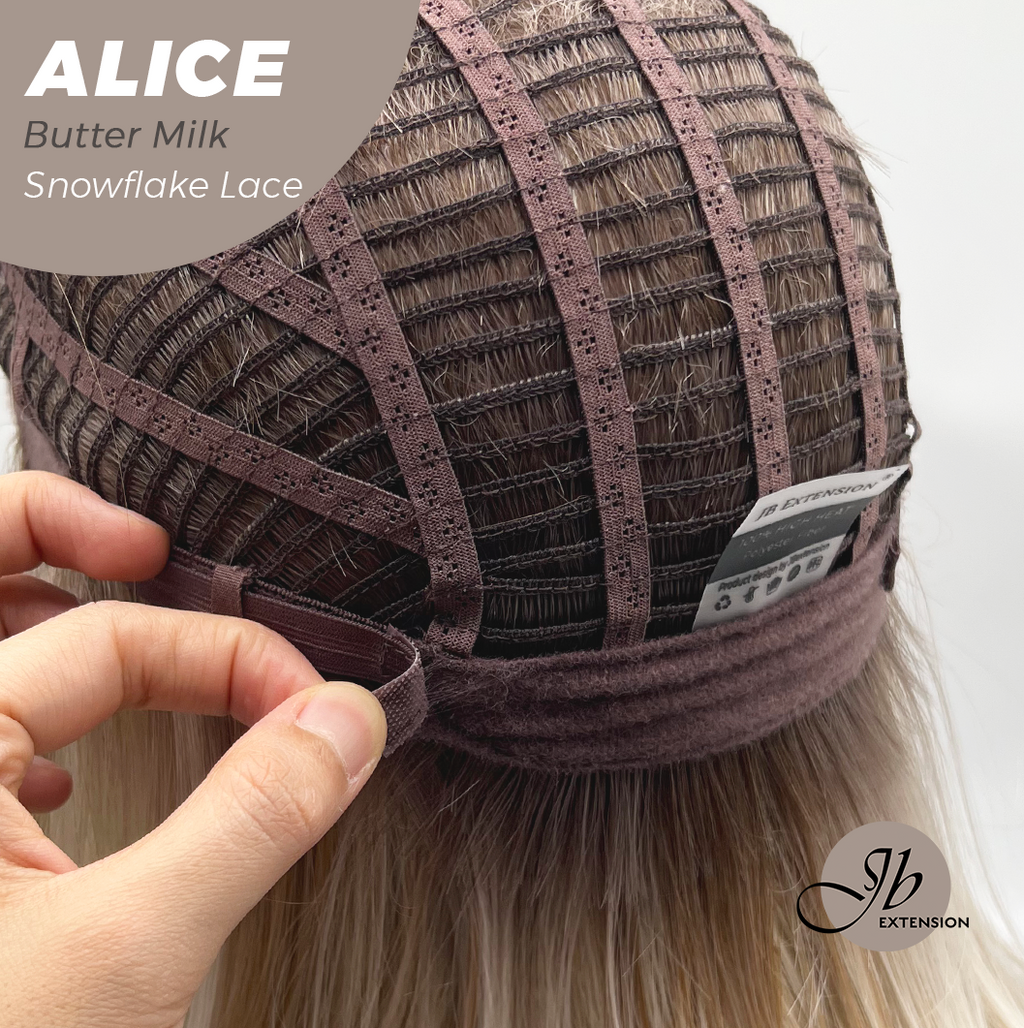 JBEXTENSION 12 Inches Butter Milk Pre-Cut Side Part Snowflake Lace Frontlace Glueless Wig ALICE BUTTER MILK【BENDY EAR TABS】- S/M