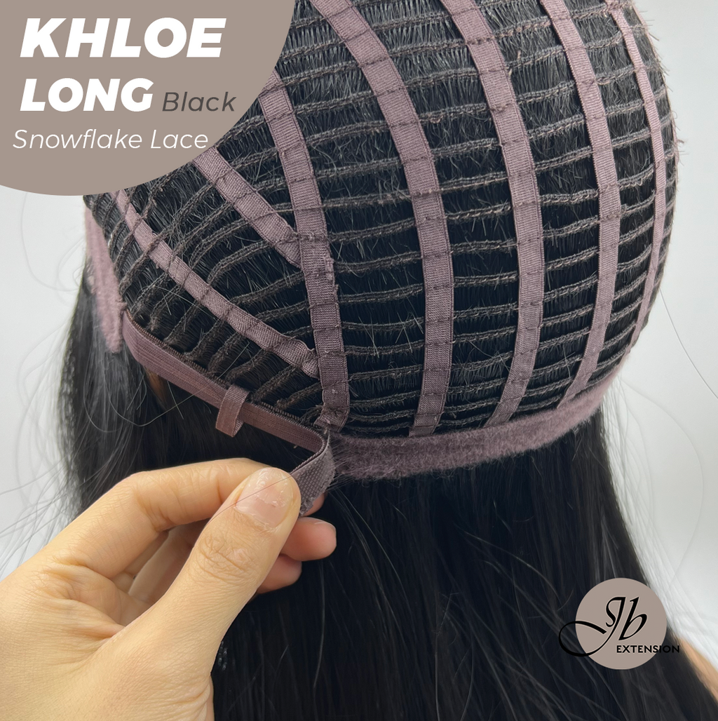 SNOWFLAKE LACE- JBEXTENSION 18 Inches Black Pre-Cut Snowflake Lace Frontlace Glueless Wig KHLOE LONG BLACK【PERMATEASE】【BENDY EAR TABS】