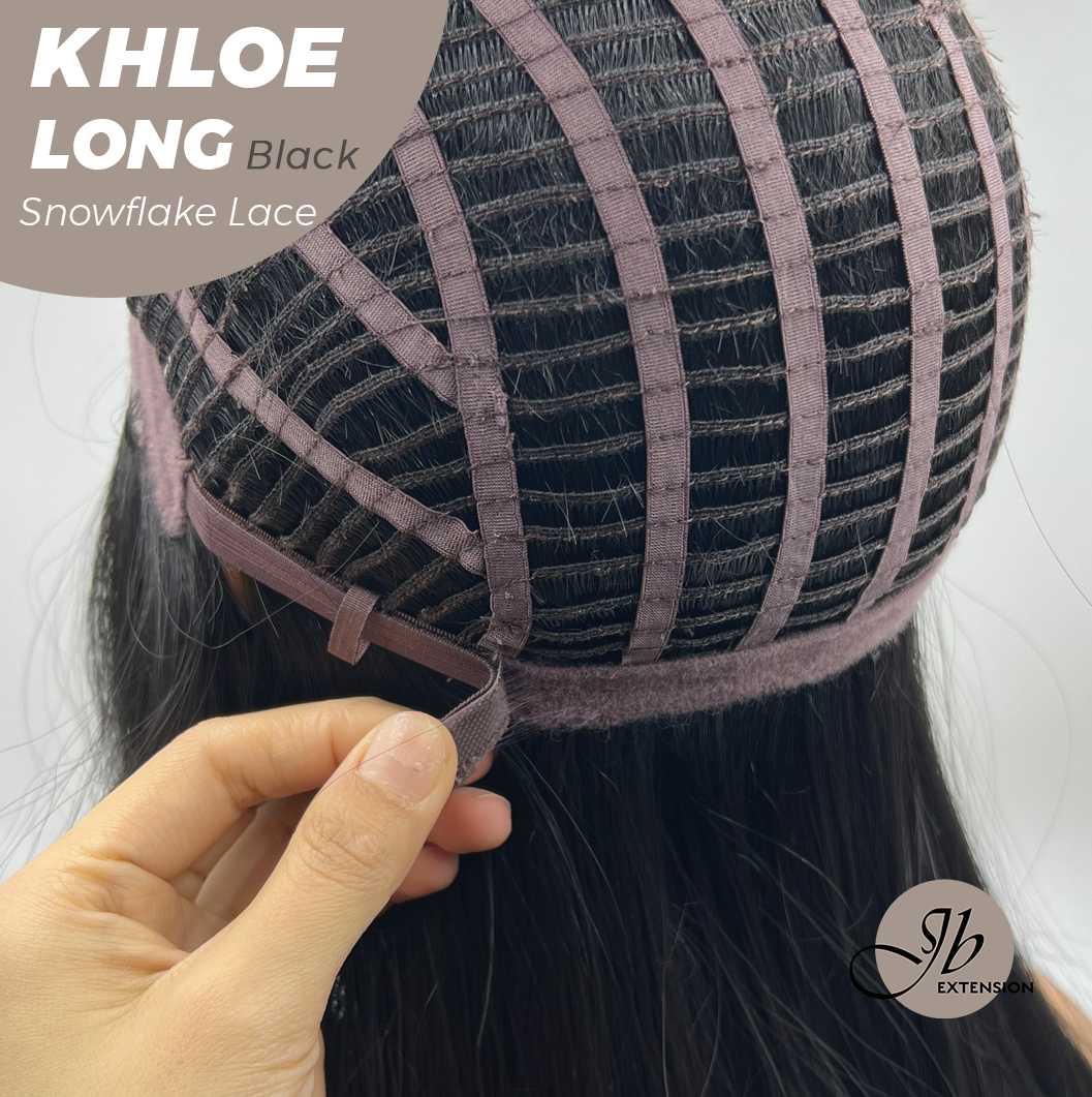 HOT OF SEASON - 18 Inches Black Pre-Cut Snowflake Lace Frontlace Glueless Wig KHLOE LONG BLACK【PERMATEASE】【BENDY EAR TABS】