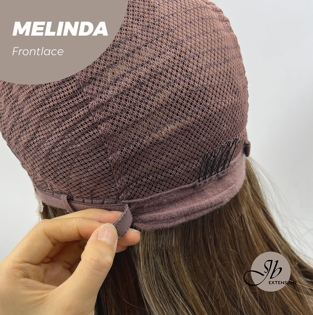 Nichole's Selection -  18 Inches Brown With Highlight Pre-Cut Frontlace Glueless Side Part Wig MELINDA