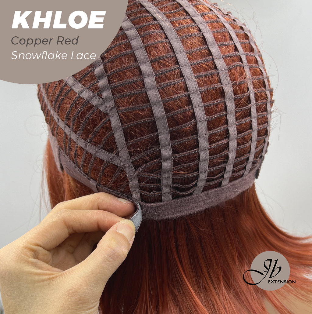 JBEXTENSION 12 Inches Bob Cut Copper Red Pre-Cut Snowflake Lace Frontlace Glueless Wig KHLOE COPPER RED【PERMATEASE】【BENDY EAR TABS】