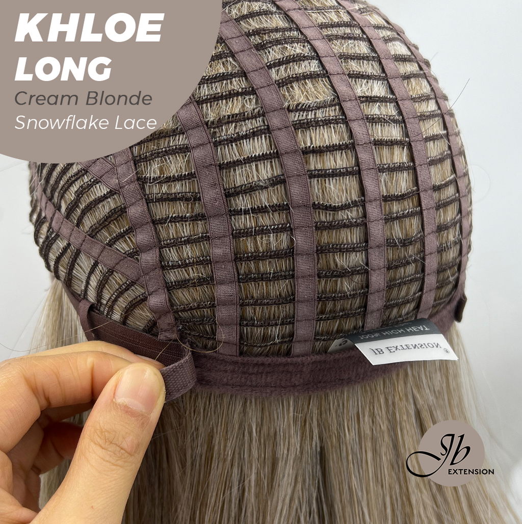 JBEXTENSION 18 Inches Cream Blonde Pre-Cut Snowflake Lace Frontlace Glueless Wig KHLOE LONG CREAM BLONDE【PERMATEASE】【BENDY EAR TABS】